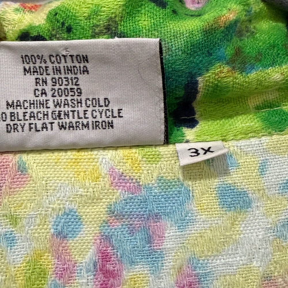 Michael Leu Button Down Shirt Women 3X Multicolor Abstract Art Sequin Cotton - Picture 4 of 9